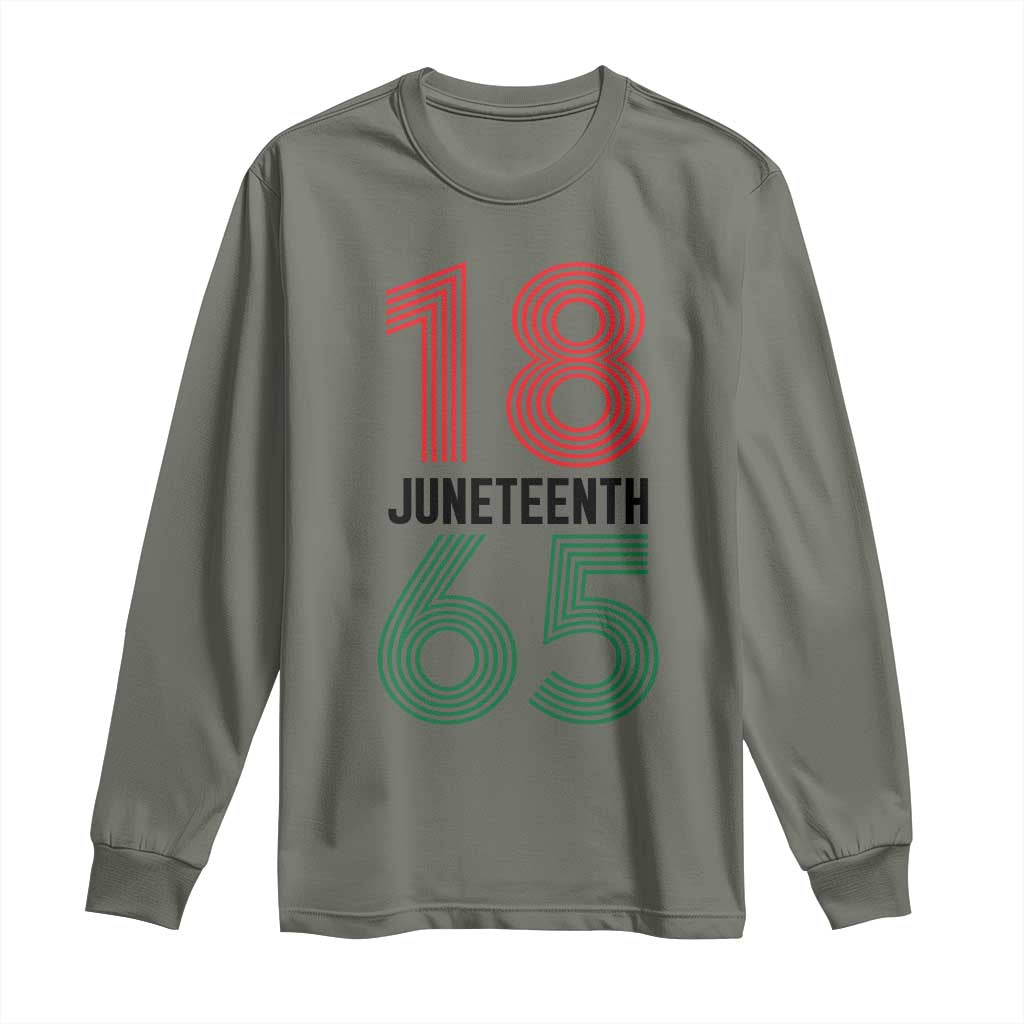 Vintage Juneteenth 1865 Long Sleeve Shirt Retro Striped Number Graphic TS12 Military Green Print Your Wear