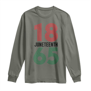 Vintage Juneteenth 1865 Long Sleeve Shirt Retro Striped Number Graphic TS12 Military Green Print Your Wear