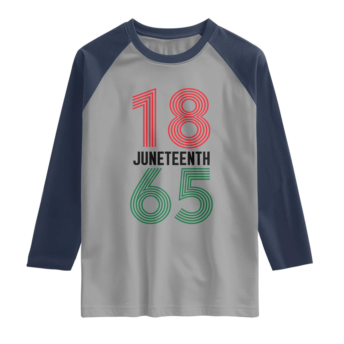 Vintage Juneteenth 1865 Raglan Shirt Retro Striped Number Graphic