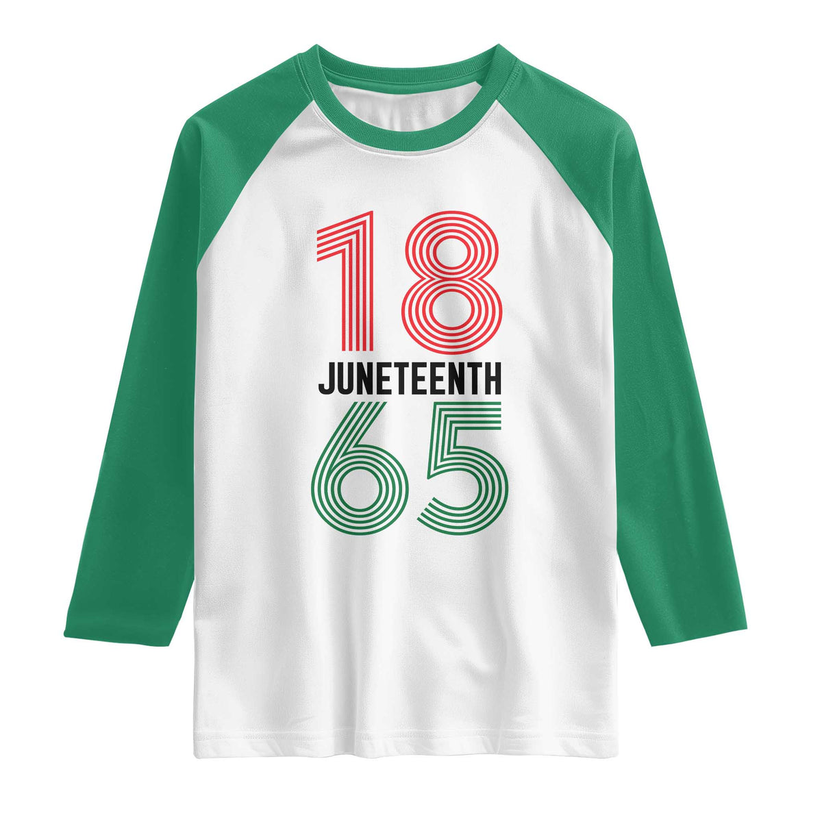 Vintage Juneteenth 1865 Raglan Shirt Retro Striped Number Graphic