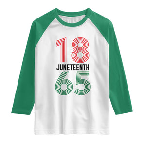 Vintage Juneteenth 1865 Raglan Shirt Retro Striped Number Graphic
