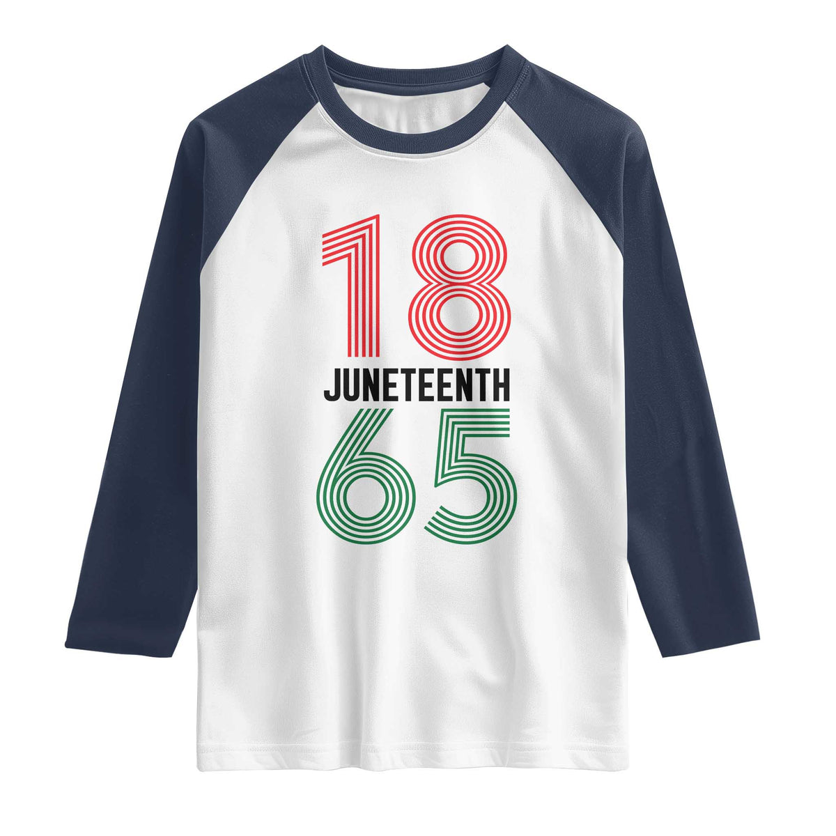 Vintage Juneteenth 1865 Raglan Shirt Retro Striped Number Graphic