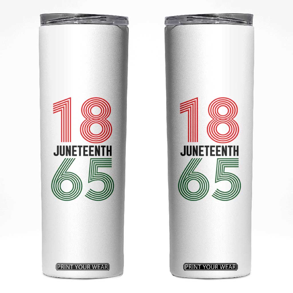 Vintage Juneteenth 1865 Skinny Tumbler Retro Striped Number Graphic