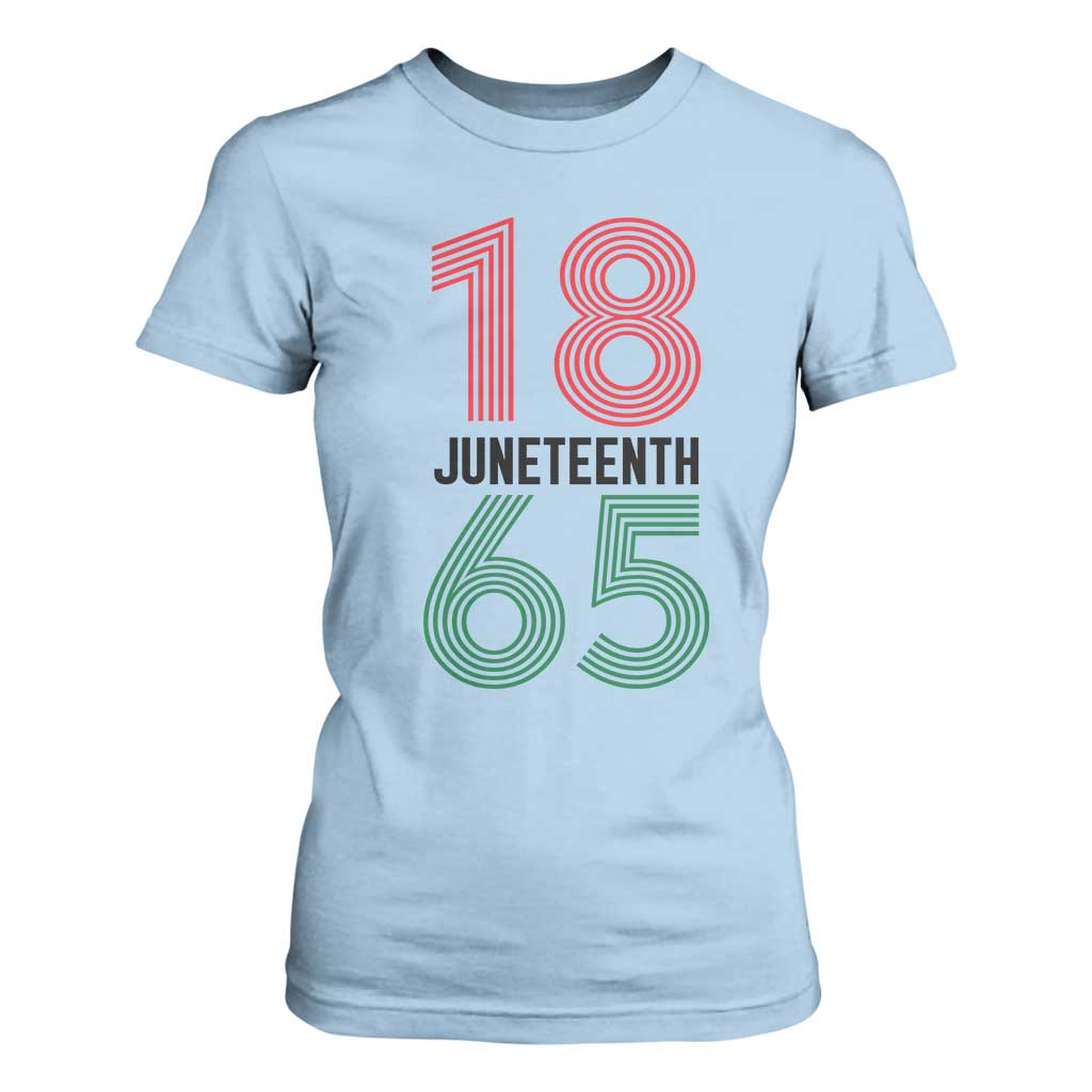 Vintage Juneteenth 1865 T Shirt For Women Retro Striped Number Graphic TS12 Light Blue Print Your Wear