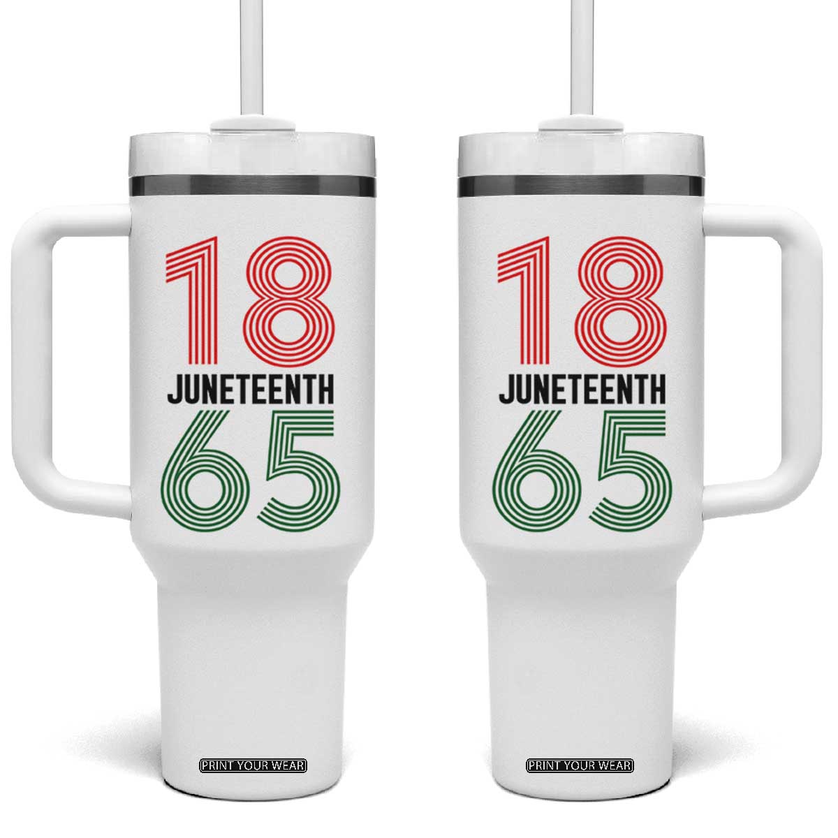Vintage Juneteenth 1865 Tumbler With Handle Retro Striped Number Graphic
