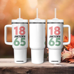Vintage Juneteenth 1865 Tumbler With Handle Retro Striped Number Graphic