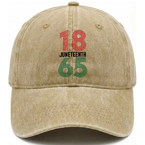Vintage Juneteenth 1865 Washed Cotton Baseball Cap Retro Striped Number Graphic TS12 Print Your Wear