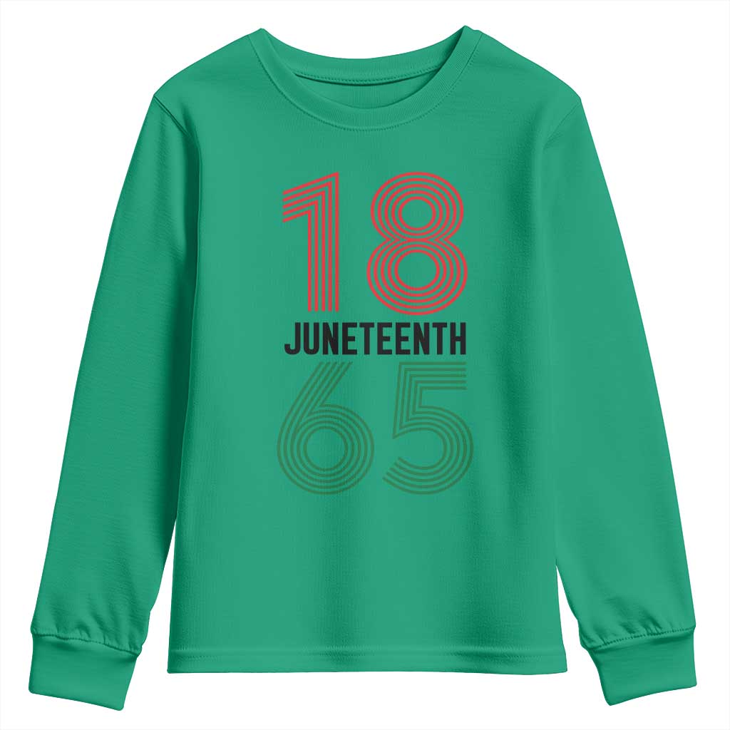 Vintage Juneteenth 1865 Youth Sweatshirt Retro Striped Number Graphic