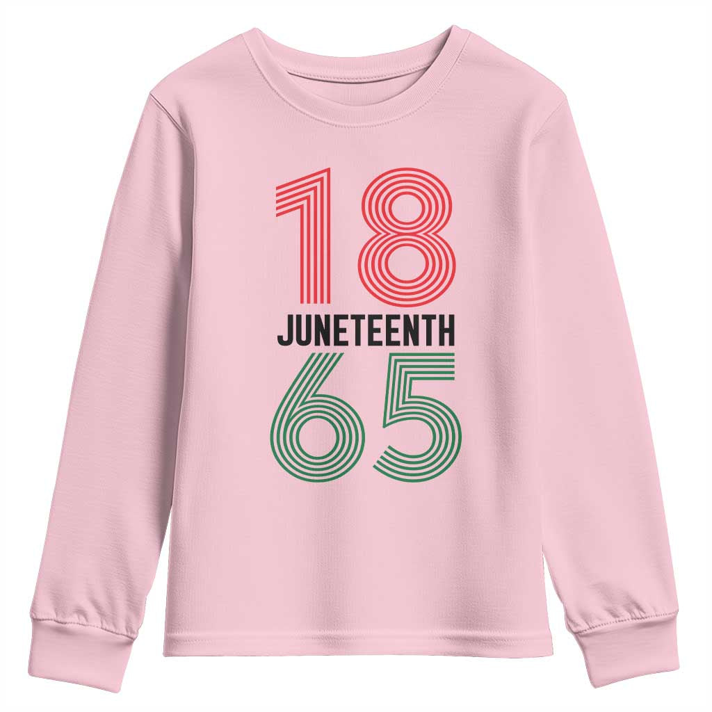 Vintage Juneteenth 1865 Youth Sweatshirt Retro Striped Number Graphic