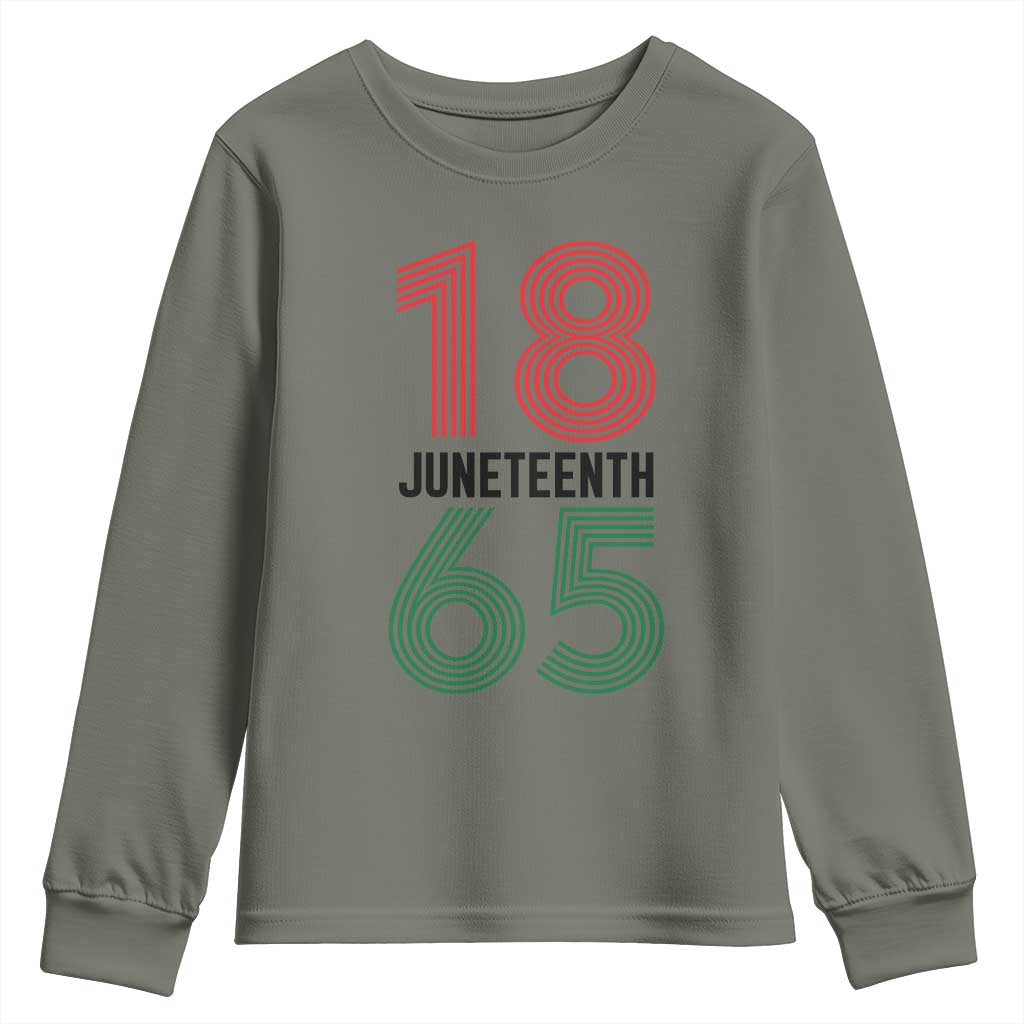 Vintage Juneteenth 1865 Youth Sweatshirt Retro Striped Number Graphic