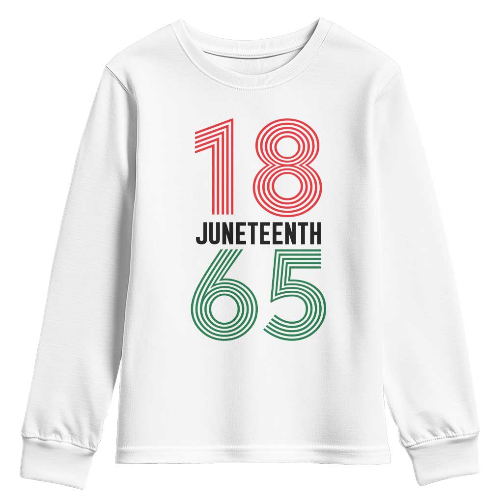 Vintage Juneteenth 1865 Youth Sweatshirt Retro Striped Number Graphic TS12 White Print Your Wear