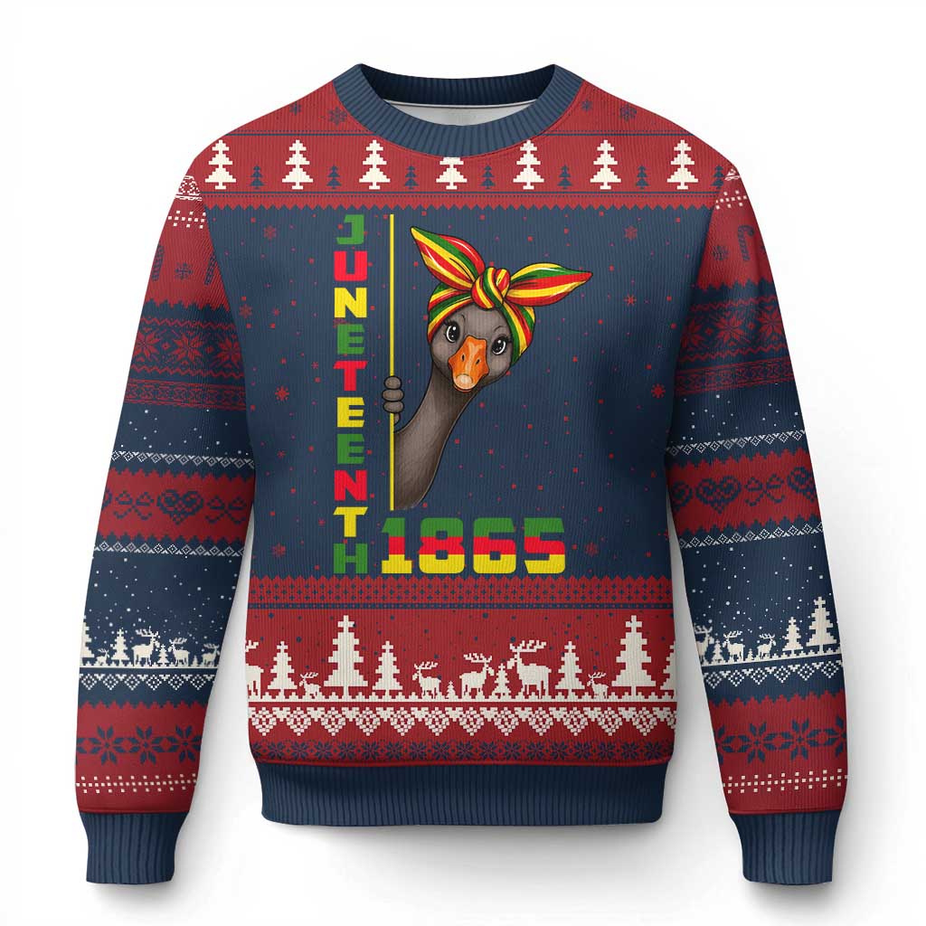Funny Juneteenth Goose Ugly Christmas Sweater African American Pride Gift TS12 Navy Red Print Your Wear