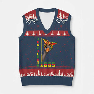 Funny Juneteenth Goose V-Neck Knit Sweater Vest African American Pride Gift TS12 Navy Red Print Your Wear