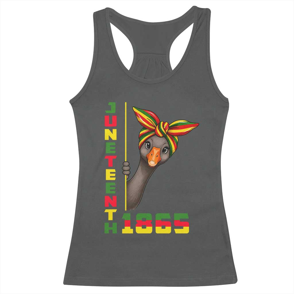 Funny Juneteenth Goose Racerback Tank Top African American Pride Gift TS12 Dark Heather Print Your Wear
