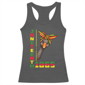 Funny Juneteenth Goose Racerback Tank Top African American Pride Gift TS12 Dark Heather Print Your Wear