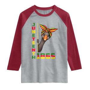 Funny Juneteenth Goose Raglan Shirt African American Pride Gift TS12 Heather Gray Heather Red Print Your Wear