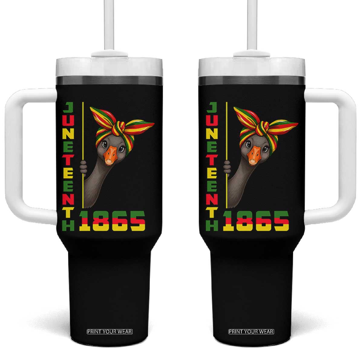 Funny Juneteenth Goose Tumbler With Handle African American Pride Gift TS12 One Size: 40 oz Black Print Your Wear