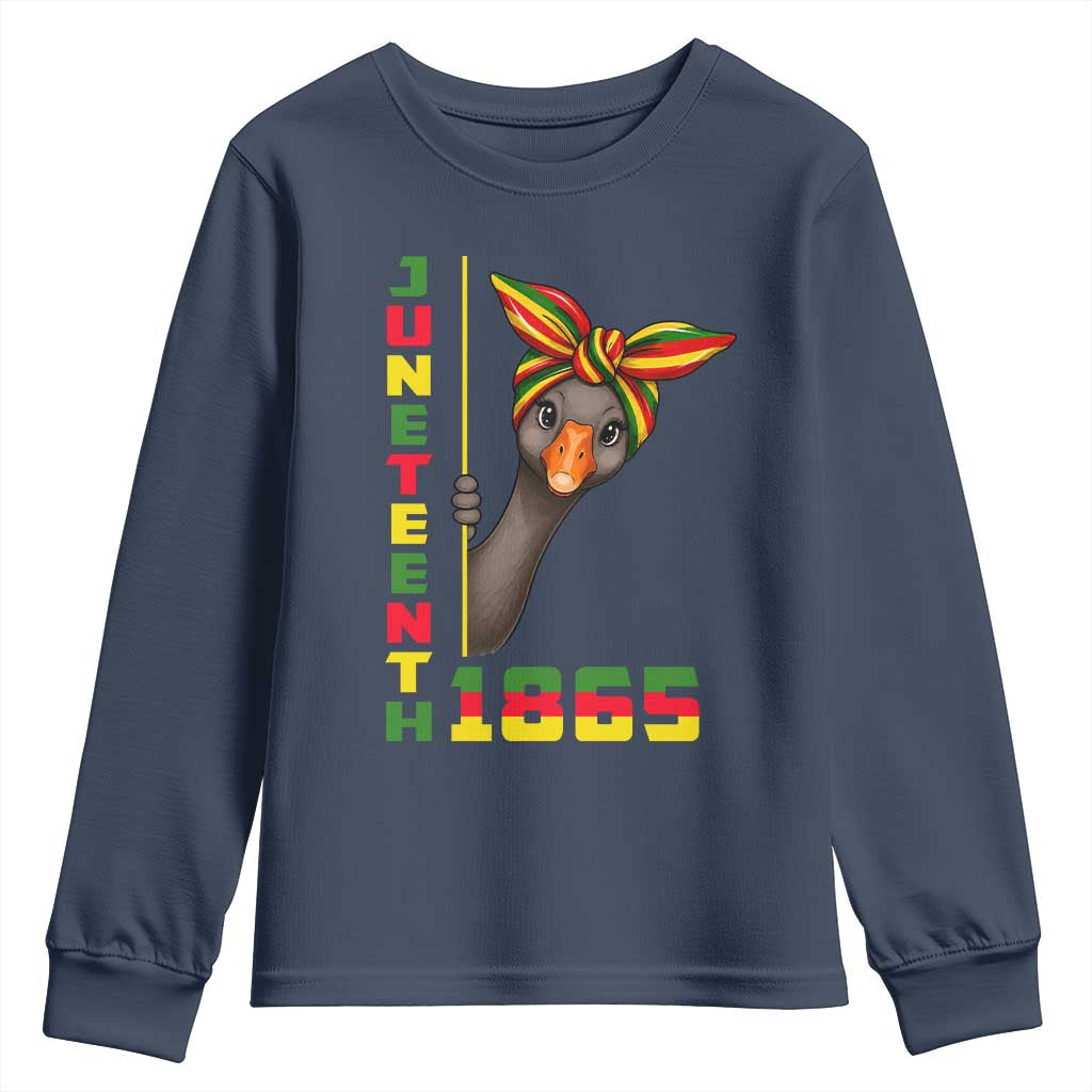 Funny Juneteenth Goose Youth Sweatshirt African American Pride Gift TS12 Navy Print Your Wear
