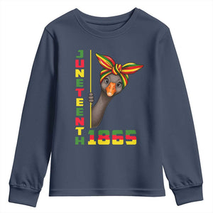 Funny Juneteenth Goose Youth Sweatshirt African American Pride Gift TS12 Navy Print Your Wear