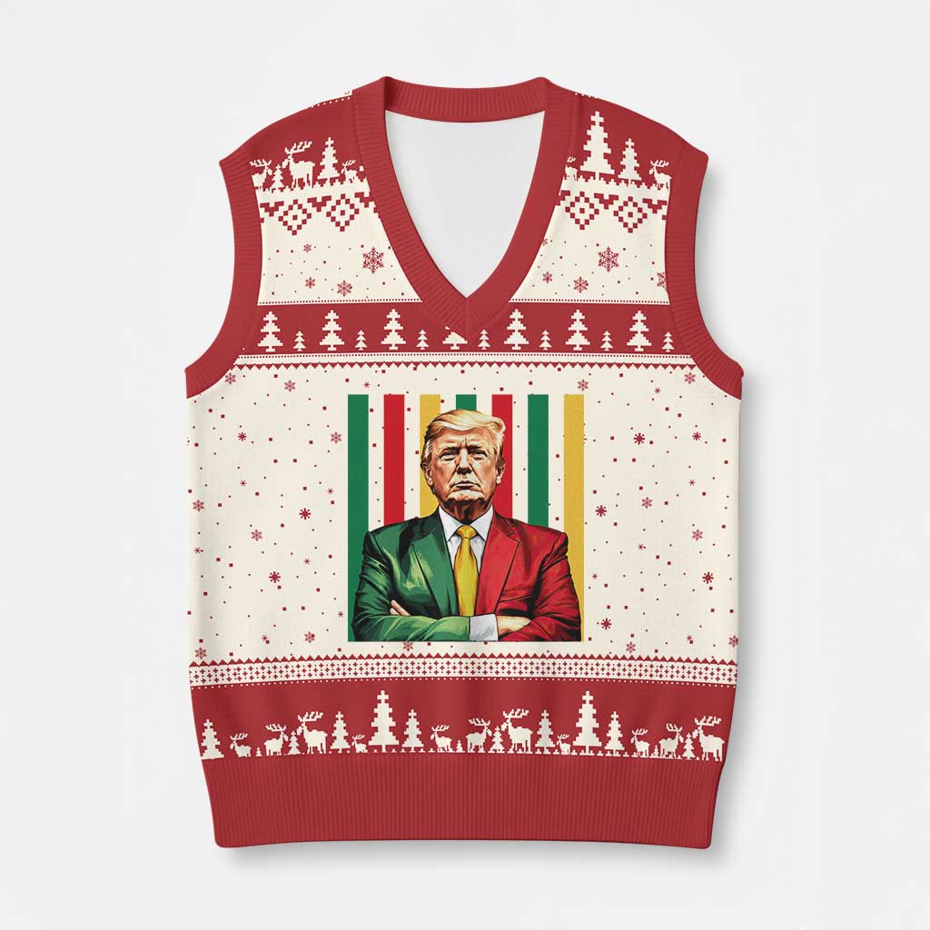 Juneteenth American Leader Inspiration V-Neck Knit Sweater Vest 1865 American Heritage Gift TS12 Beige Red Print Your Wear