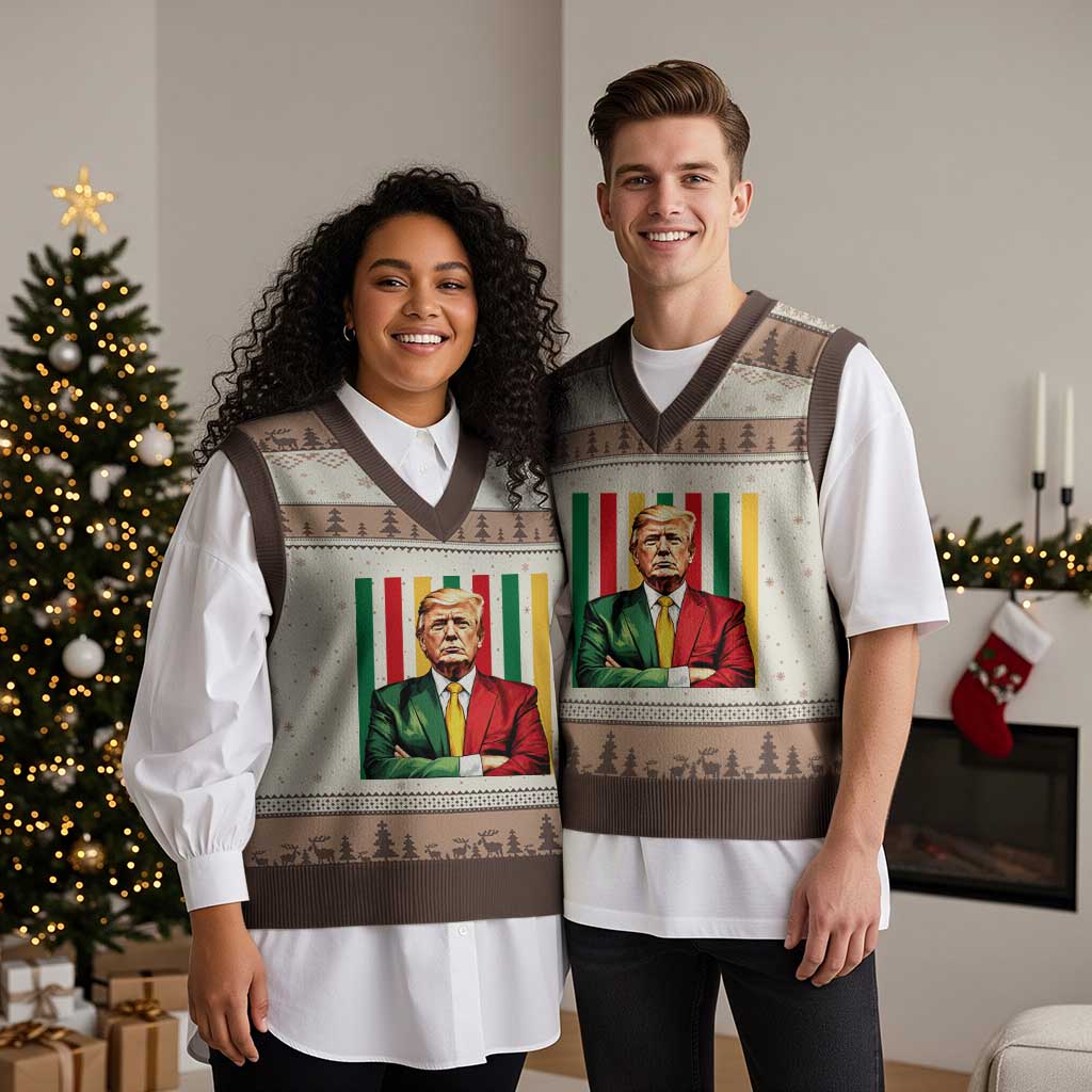 Juneteenth American Leader Inspiration V-Neck Knit Sweater Vest 1865 American Heritage Gift TS12 Mocha Mousse Print Your Wear