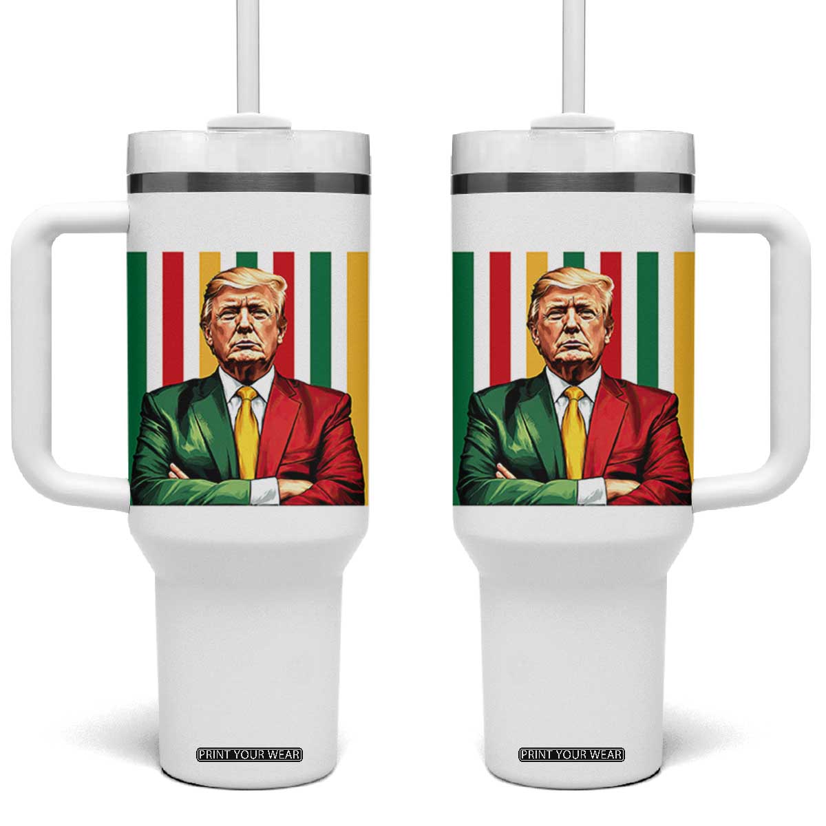 Juneteenth American Leader Inspiration Tumbler With Handle 1865 American Heritage Gift TS12 One Size: 40 oz White Print Your Wear