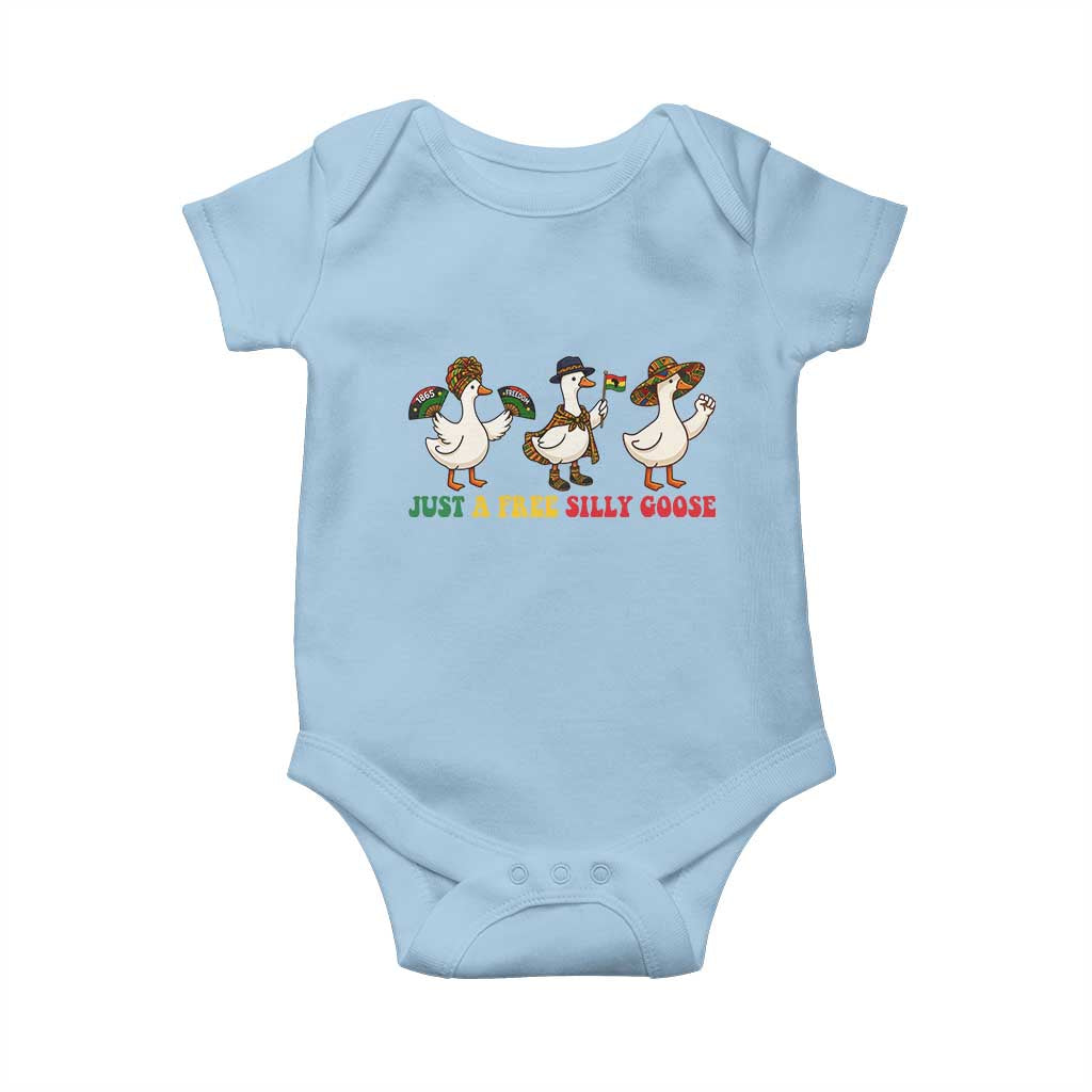Funny Just A Free Silly Goose Baby Onesie Juneteenth Freedom Day TS12 Light Blue Print Your Wear