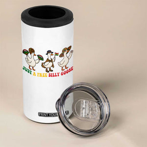 Funny Just A Free Silly Goose 4 in 1 Can Cooler Tumbler Juneteenth Freedom Day TS12 Print Your Wear