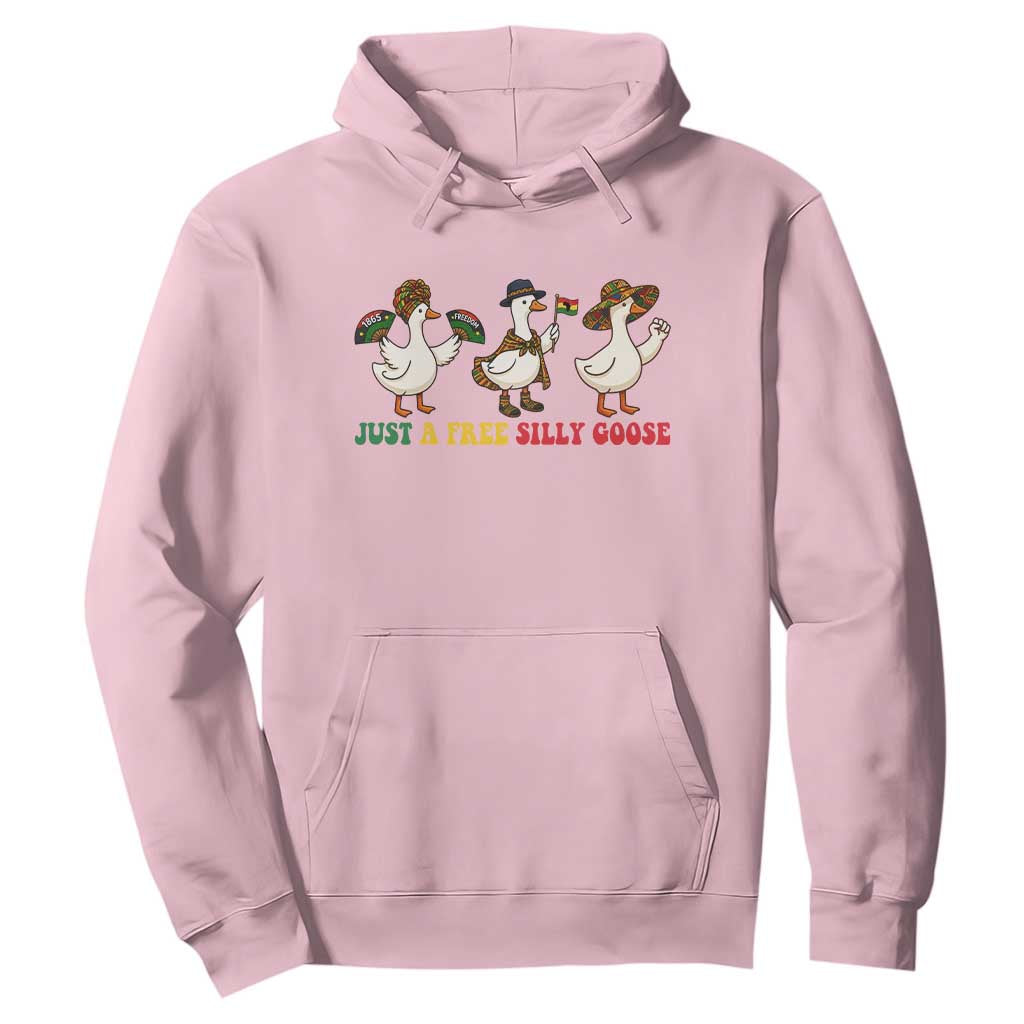 Funny Just A Free Silly Goose Hoodie Juneteenth Freedom Day TS12 Light Pink Print Your Wear