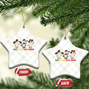 Funny Just A Free Silly Goose Ceramic Ornament Juneteenth Freedom Day