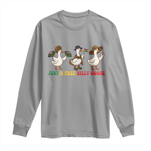 Funny Just A Free Silly Goose Long Sleeve Shirt Juneteenth Freedom Day TS12 Sport Gray Print Your Wear