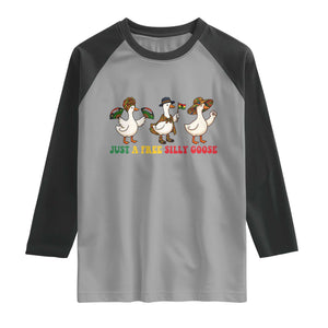 Funny Just A Free Silly Goose Raglan Shirt Juneteenth Freedom Day