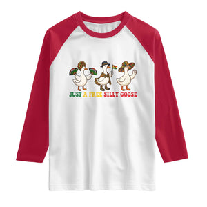 Funny Just A Free Silly Goose Raglan Shirt Juneteenth Freedom Day