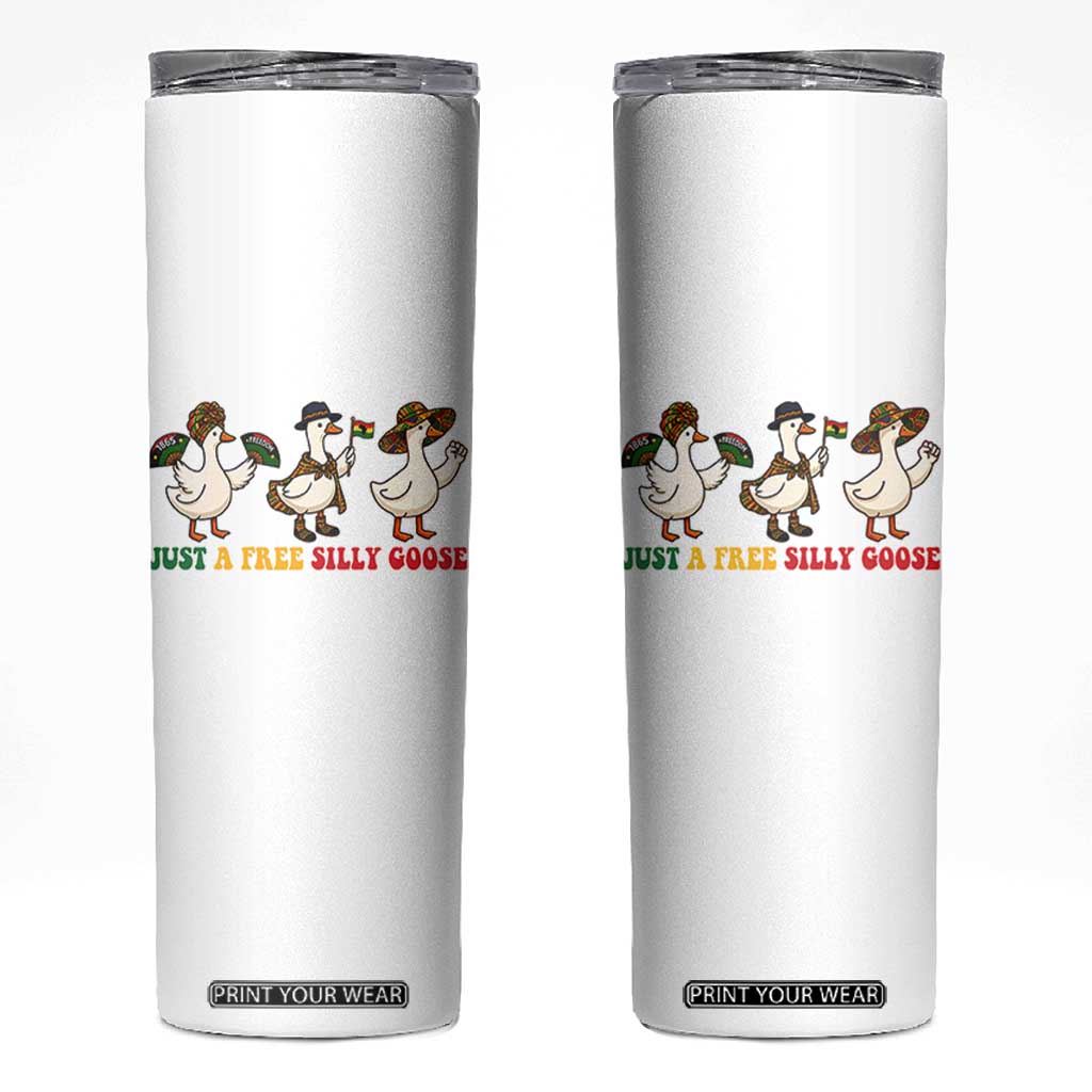 Funny Just A Free Silly Goose Skinny Tumbler Juneteenth Freedom Day