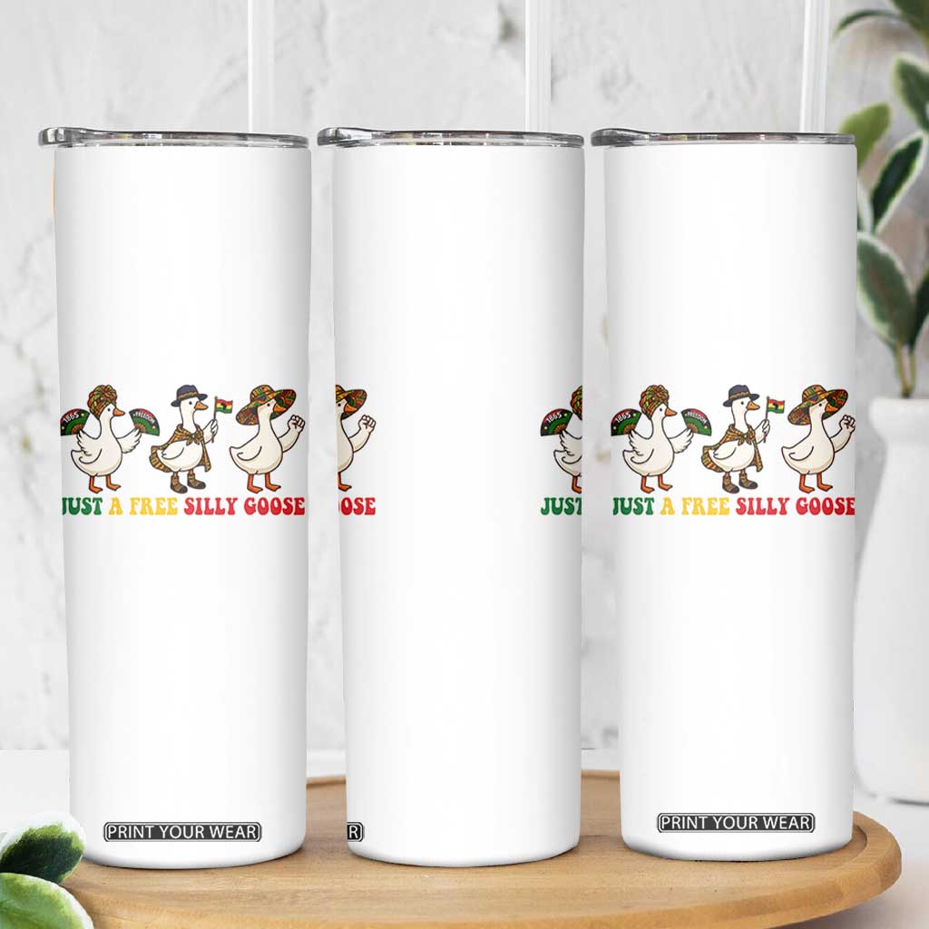 Funny Just A Free Silly Goose Skinny Tumbler Juneteenth Freedom Day