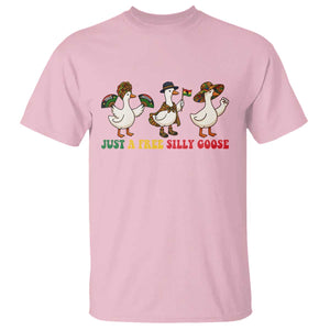 Funny Just A Free Silly Goose T Shirt Juneteenth Freedom Day TS12 Light Pink Print Your Wear