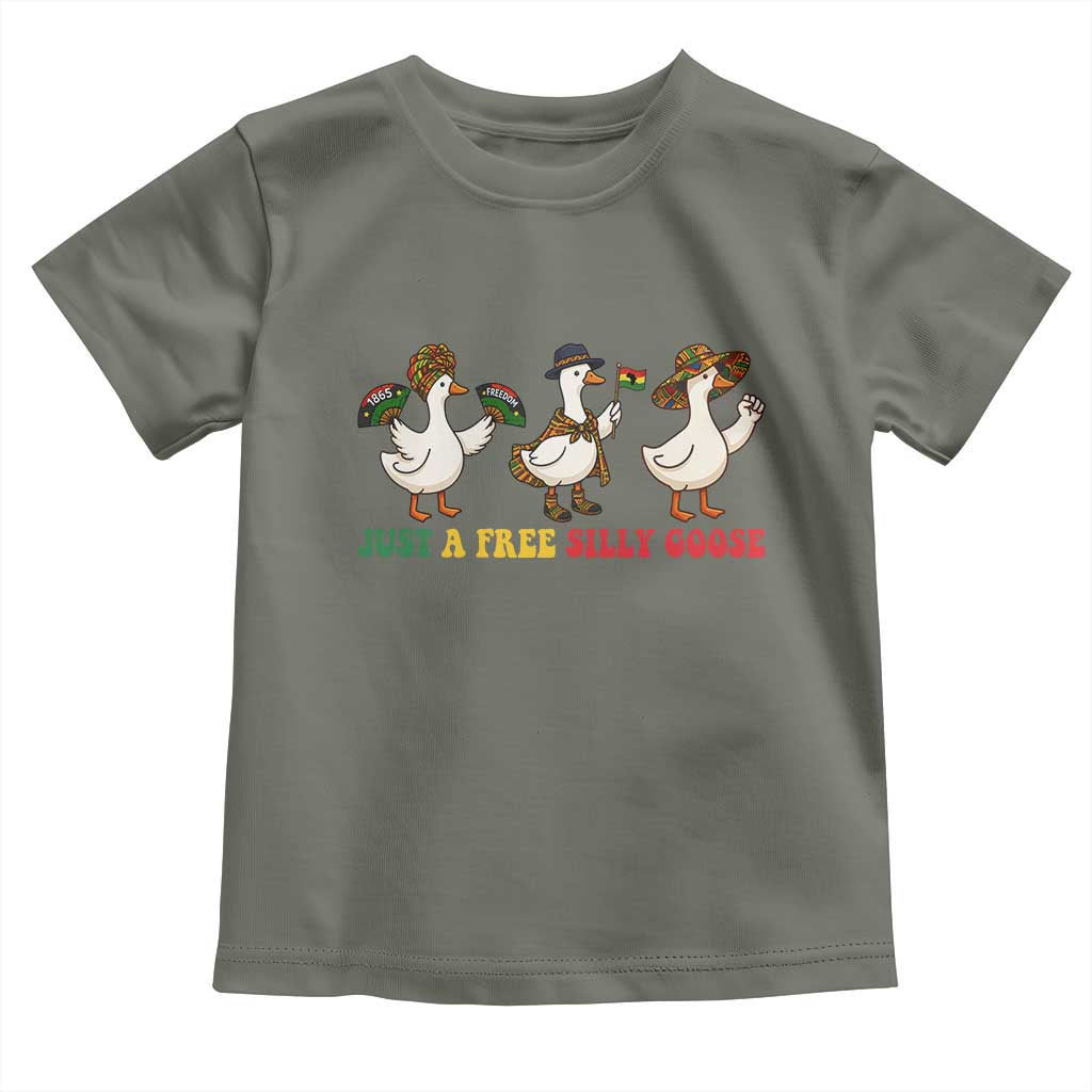 Funny Just A Free Silly Goose Toddler T Shirt Juneteenth Freedom Day