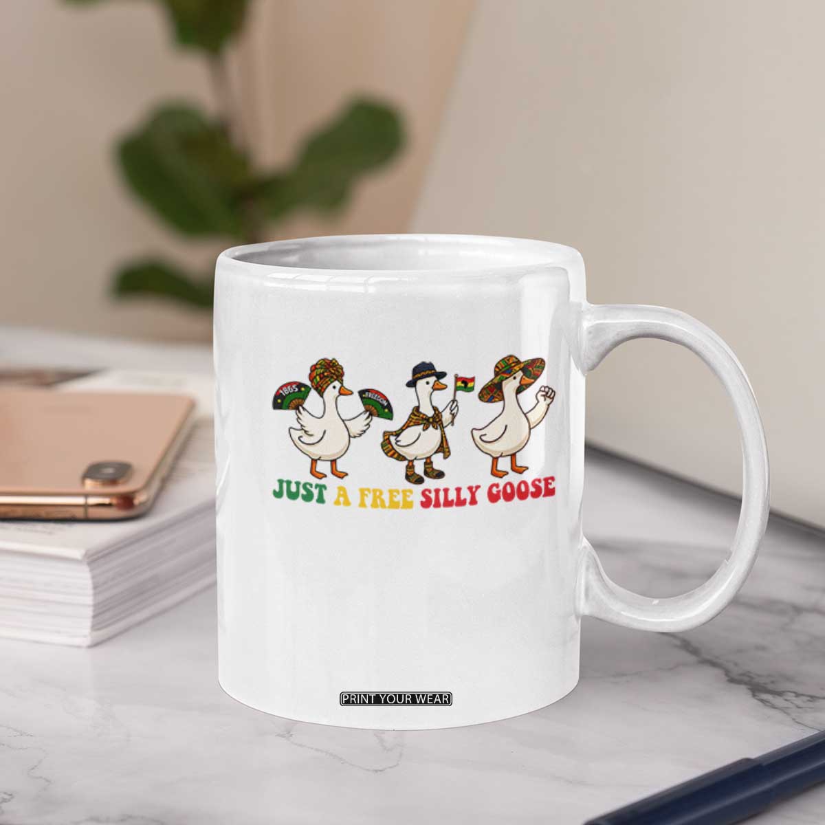 Funny Just A Free Silly Goose Coffee Mug Juneteenth Freedom Day