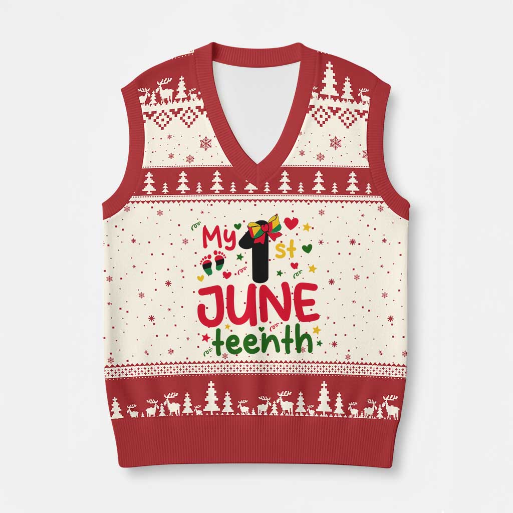 My First Juneteenth V-Neck Knit Sweater Vest African American Baby Freedom Day TS12 Beige Red Print Your Wear