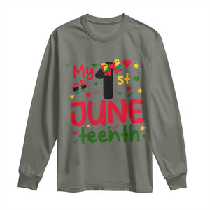 My First Juneteenth Long Sleeve Shirt African American Baby Freedom Day TS12 Military Green Print Your Wear