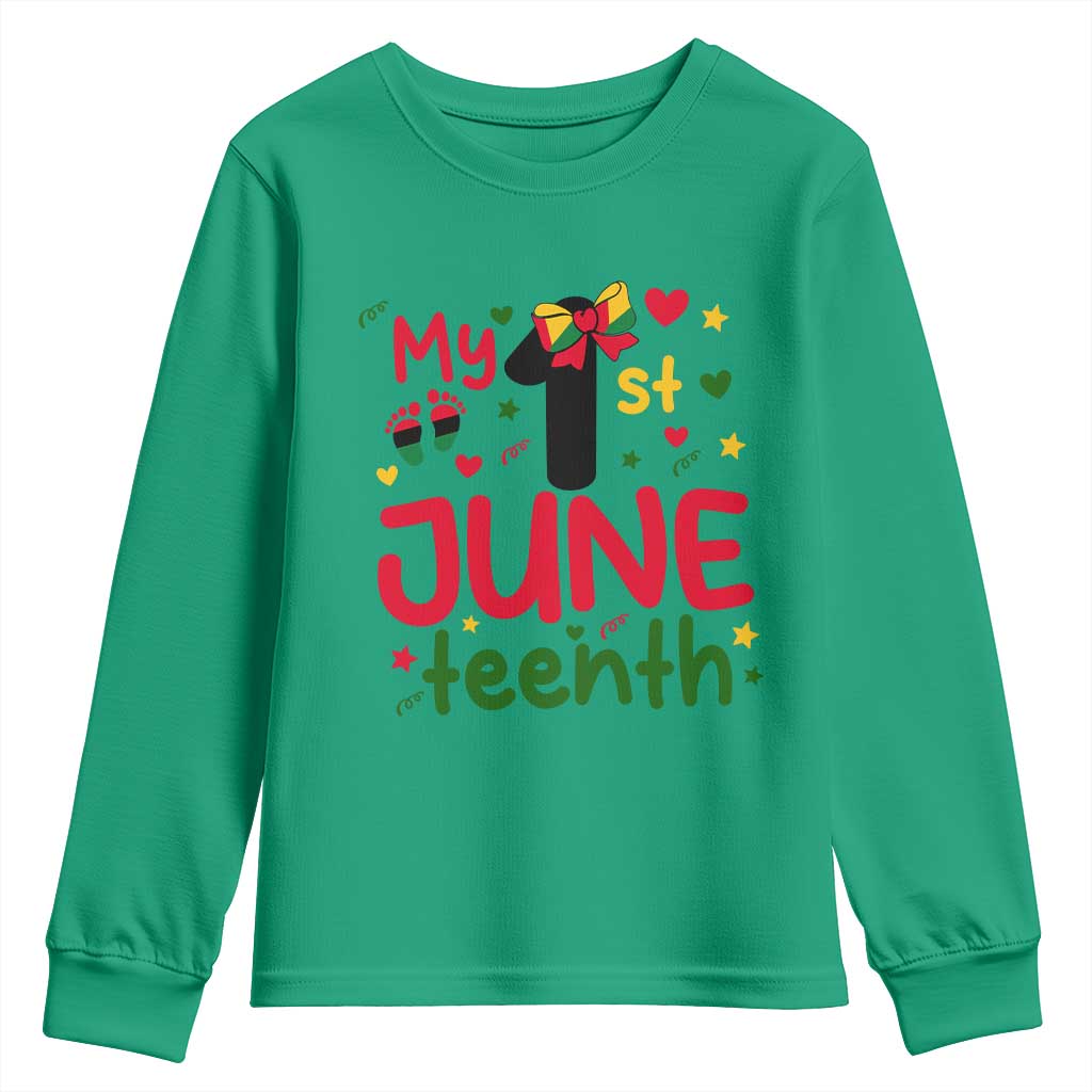 My First Juneteenth Youth Sweatshirt African American Baby Freedom Day TS12 Irish Green Print Your Wear