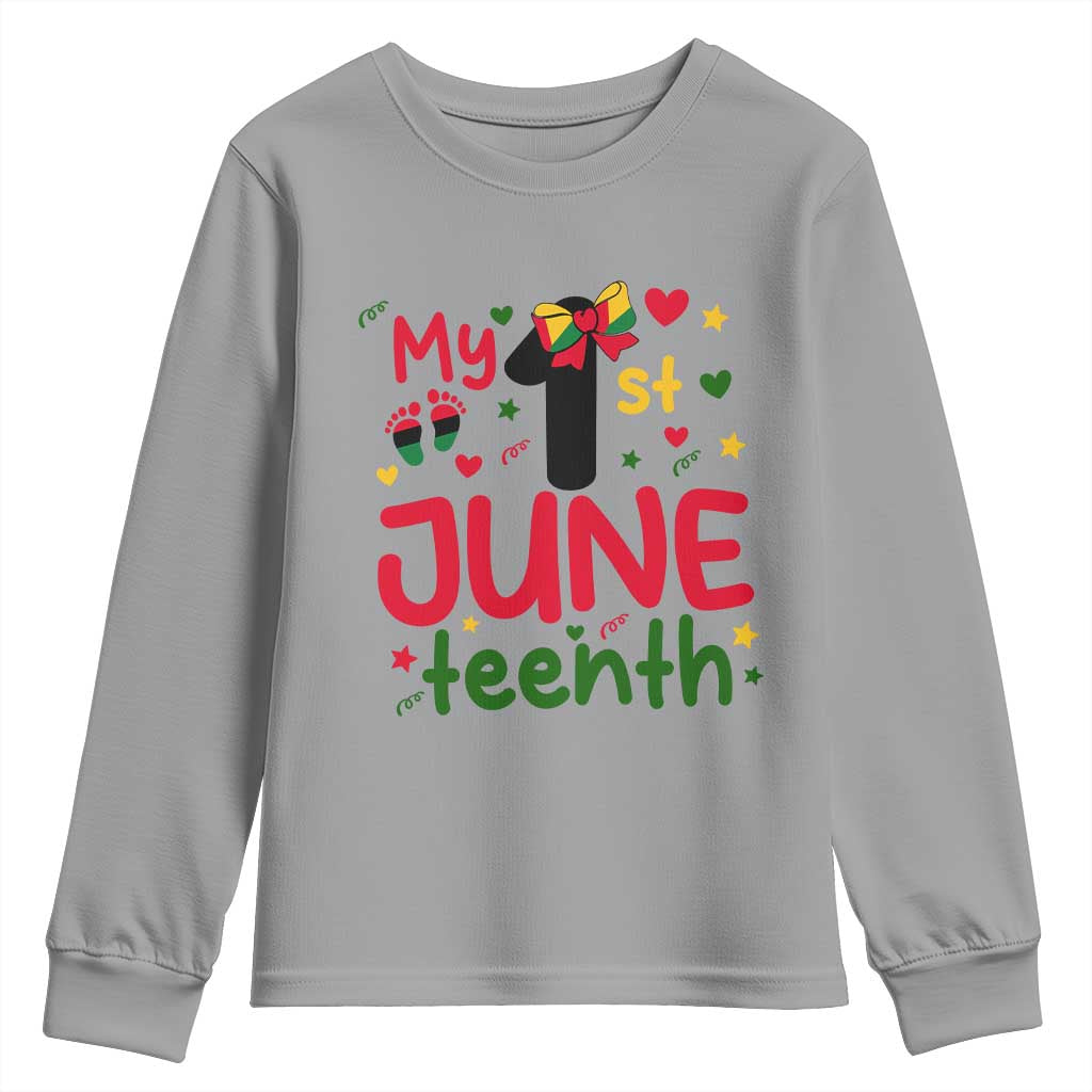 My First Juneteenth Youth Sweatshirt African American Baby Freedom Day TS12 Sport Gray Print Your Wear
