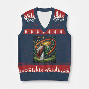 Black Jesus Juneteenth V-Neck Knit Sweater Vest African American Christian Pride TS12 Navy Red Print Your Wear