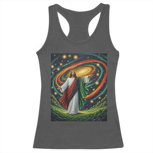 Black Jesus Juneteenth Racerback Tank Top African American Christian Pride TS12 Dark Heather Print Your Wear