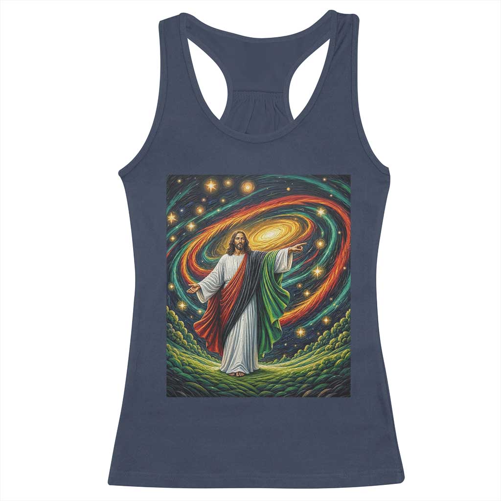 Black Jesus Juneteenth Racerback Tank Top African American Christian Pride TS12 Navy Print Your Wear