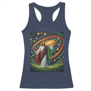 Black Jesus Juneteenth Racerback Tank Top African American Christian Pride TS12 Navy Print Your Wear