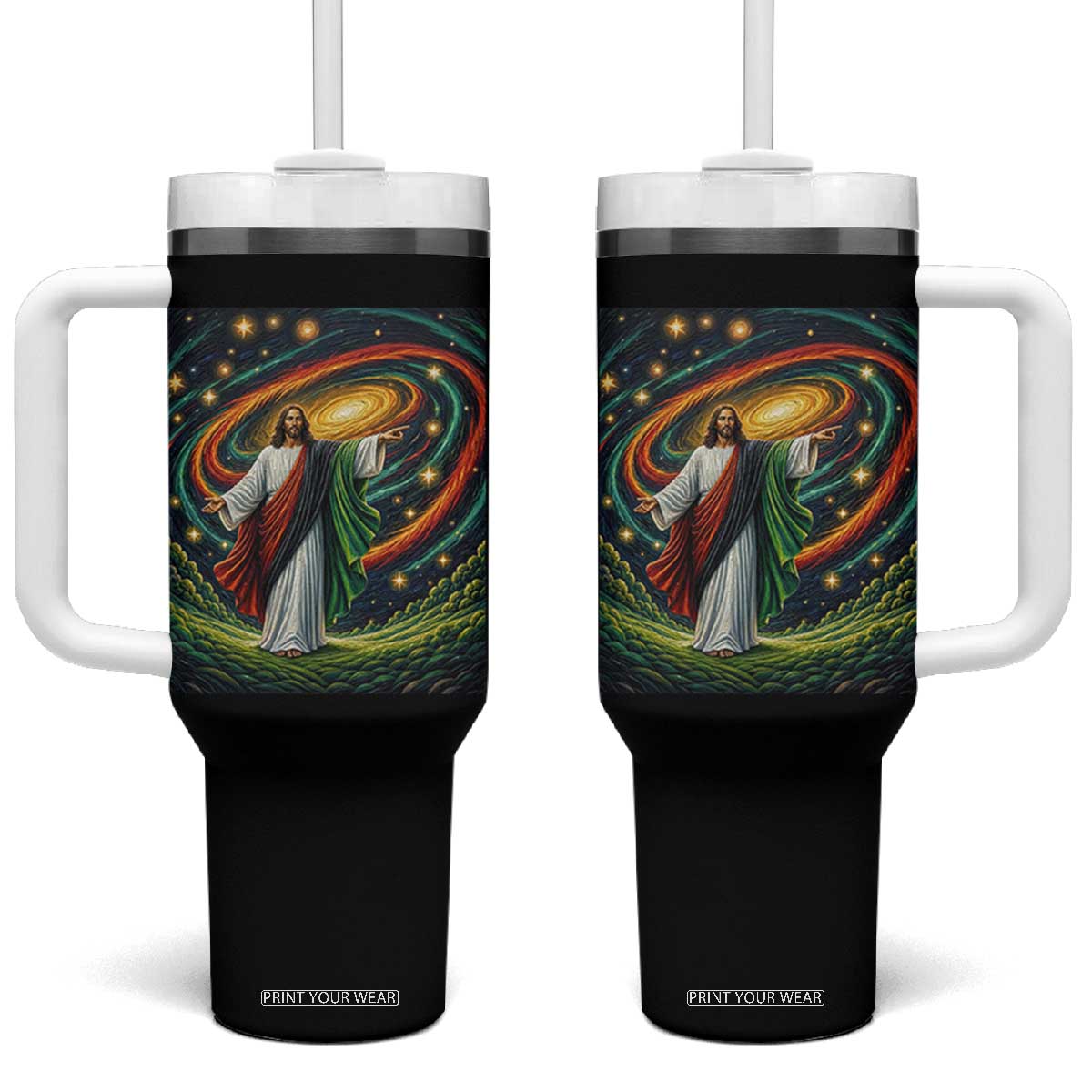 Black Jesus Juneteenth Tumbler With Handle African American Christian Pride TS12 One Size: 40 oz Black Print Your Wear