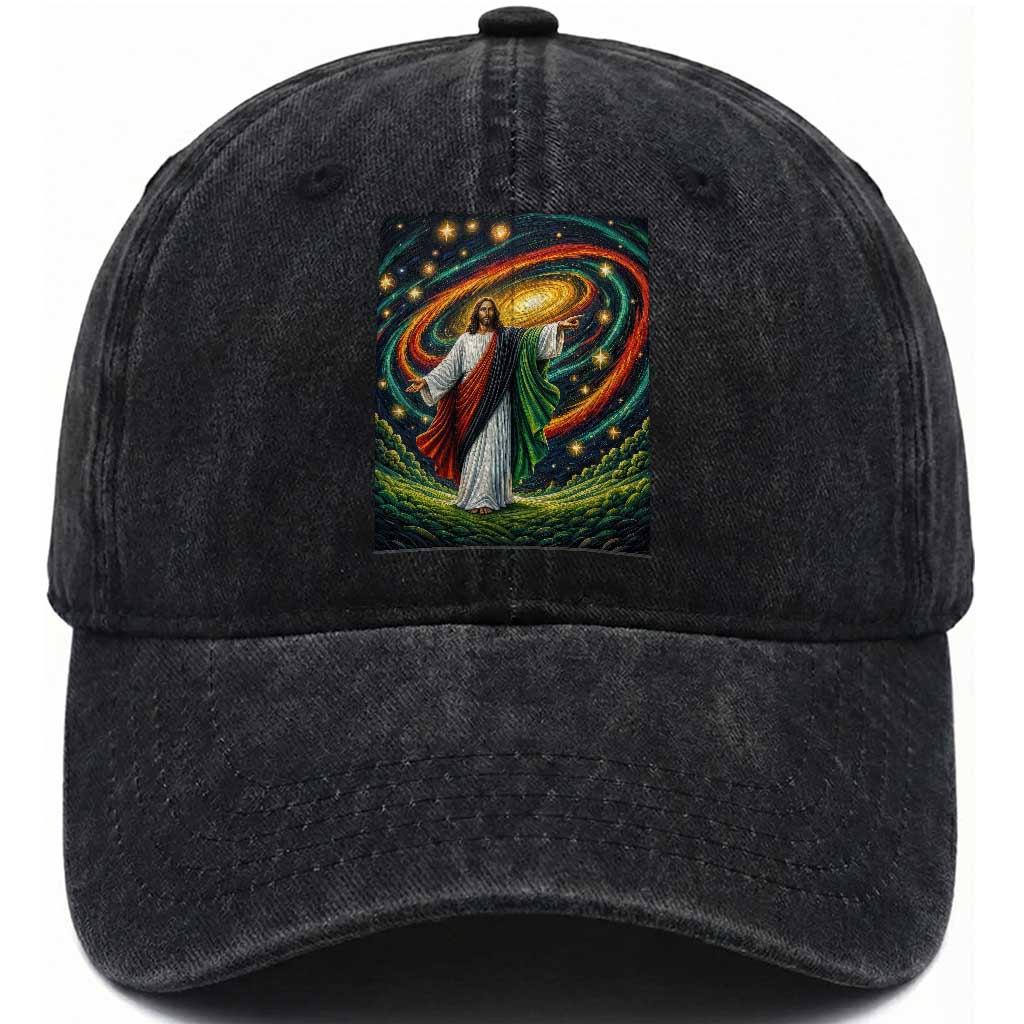 Black Jesus Juneteenth Washed Cotton Baseball Cap African American Christian Pride