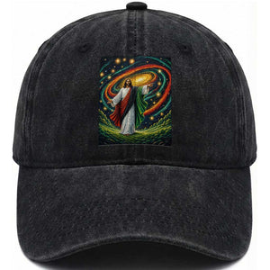 Black Jesus Juneteenth Washed Cotton Baseball Cap African American Christian Pride