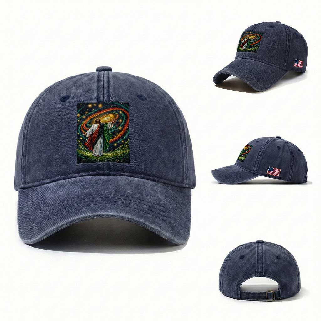Black Jesus Juneteenth Washed Cotton Baseball Cap African American Christian Pride